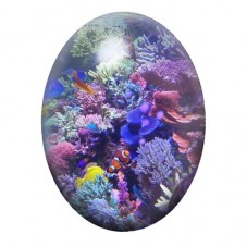 Cabochon en Verre Illustré Récif Violet aux Poissons Tropicaux 13x18, 18x25 ou 30x40mm pour la création de bijoux fantaisie - DI