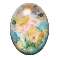 Cabochon en Verre Illustré Coraux Pastel à l’Aquarelle 13x18, 18x25 ou 30x40mm pour la création de bijoux fantaisie - DIY