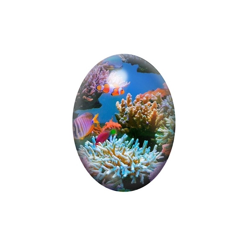 Cabochon en Verre Illustré Mer, Été 13x18, 18x25 ou 30x40mm