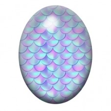Cabochon en Verre Illustré Écailles de Sirène Rose et Turquoise 13x18, 18x25 ou 30x40mm pour la création de bijoux fantaisie - D