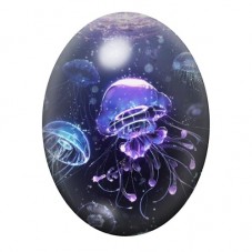 Cabochon en Verre Illustré Méduses Violettes Lumineuses 13x18, 18x25 ou 30x40mm pour la création de bijoux fantaisie - DIY