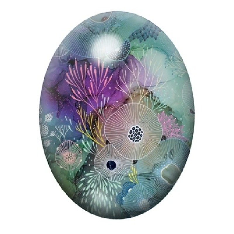 Cabochon en Verre Illustré Mer, Été 13x18, 18x25 ou 30x40mm