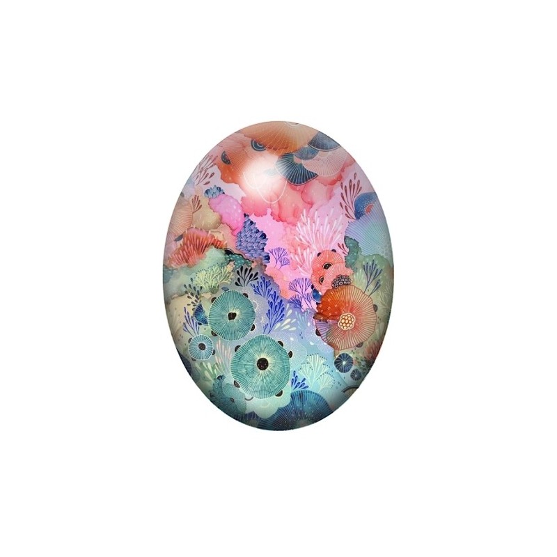 Cabochon en Verre Illustré Mer, Été 13x18, 18x25 ou 30x40mm