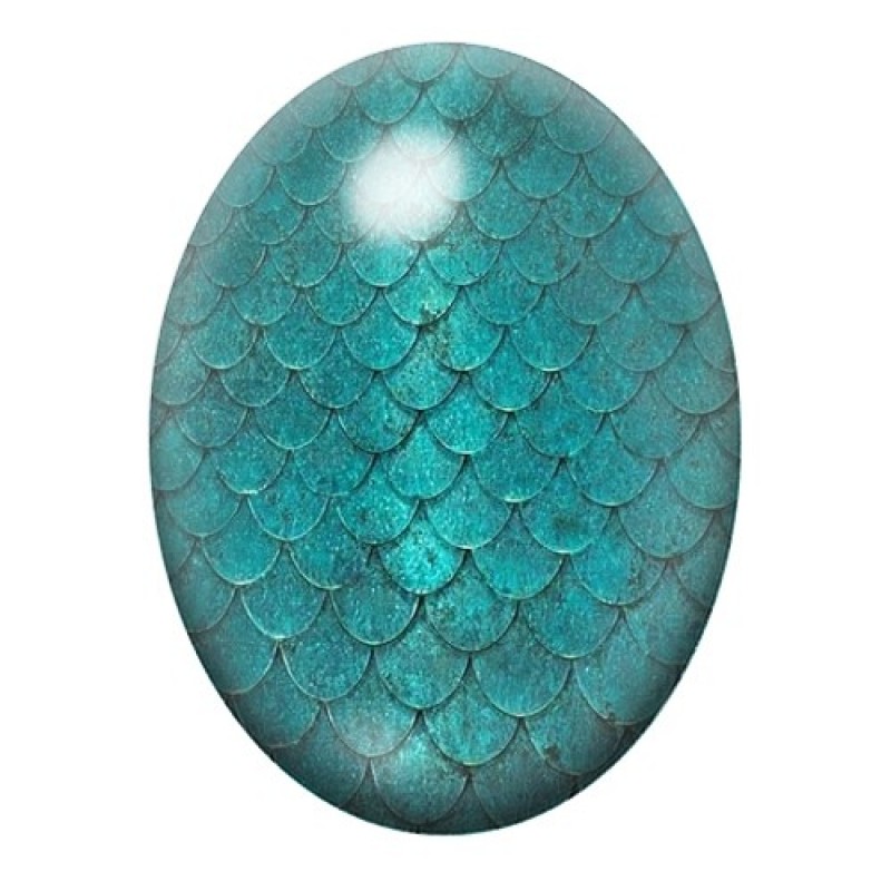 Cabochon en Verre Illustré Mer, Été, Ecailles, Sirène 13x18, 18x25 ou 30x40mm