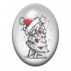 Cabochon en Verre Illustré Sapin de Noël Gribouillé 13x18, 18x25 ou 30x40mm pour la création de bijoux fantaisie - DIY