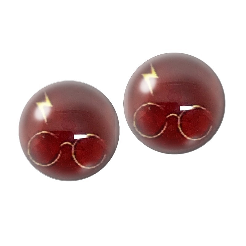2 Cabochons en Verre Illustré Sorcier 10mm