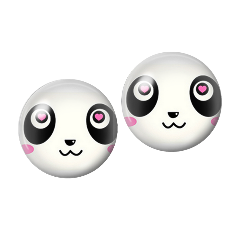 2 Cabochons en Verre Illustré Panda 10mm