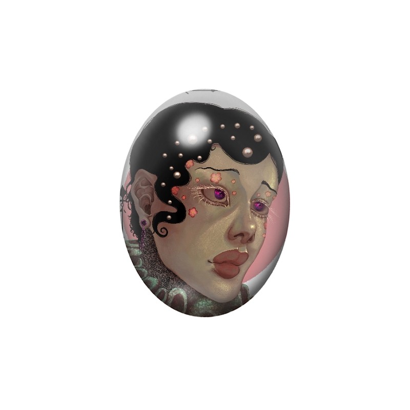 Cabochon en Verre Illustré Visage Femme Onirique 13x18, 18x25 ou 30x40mm