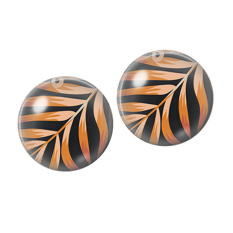 2 Cabochons en Verre Illustré Feuilles 10mm