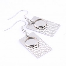 1 Paire de Supports Boucles d'Oreilles Rectangulaires en Acier Inoxydable Argenté pour Cabochon 10mm