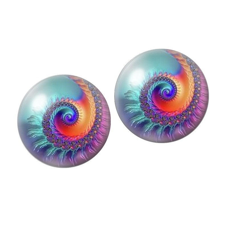 2 Cabochons en Verre Illustré Spirale 10mm