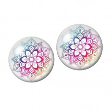 2 Cabochons en Verre Illustré Mandala 10 ou 12mm pour la Création de Bijoux Fantaisie - DIY