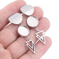1 Paire de Support Boucle d'Oreille en Acier Inoxydable pour Cabochon 12mm pour la Création de Bijoux Fantaisie - DIY