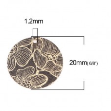 2 Breloques Pendentif Fleur Noir Métal Doré 20mm