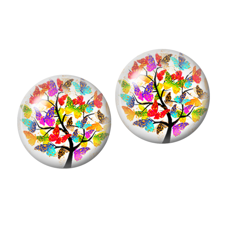 2 Cabochons en Verre Illustré Arbre 10mm