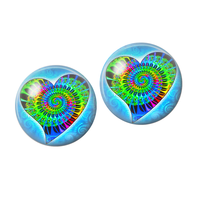 2 Cabochons en Verre Illustré Coeur 10mm