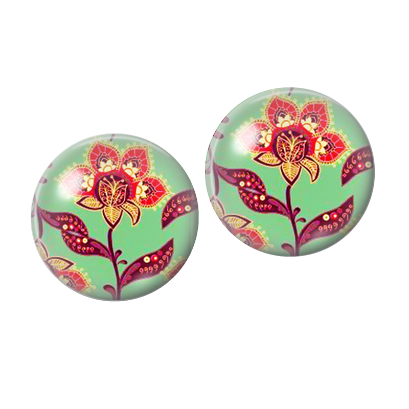 2 Cabochons en Verre Illustré Fleur 10mm