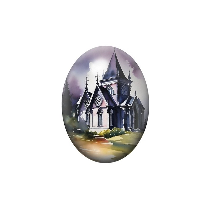 Cabochon en Verre Illustré Eglise Gothique 13x18, 18x25 ou 30x40mm