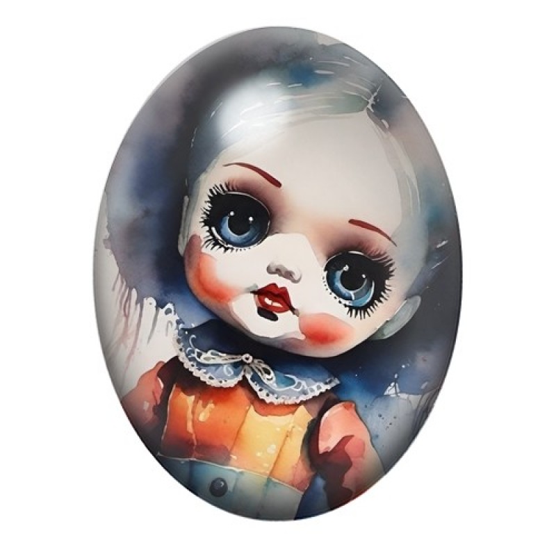 Cabochon en Verre Illustré Poupée Gothique 13x18, 18x25 ou 30x40mm