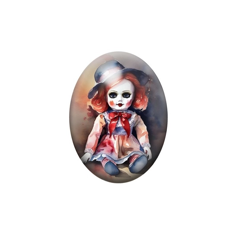 Cabochon en Verre Illustré Poupée Gothique 13x18, 18x25 ou 30x40mm
