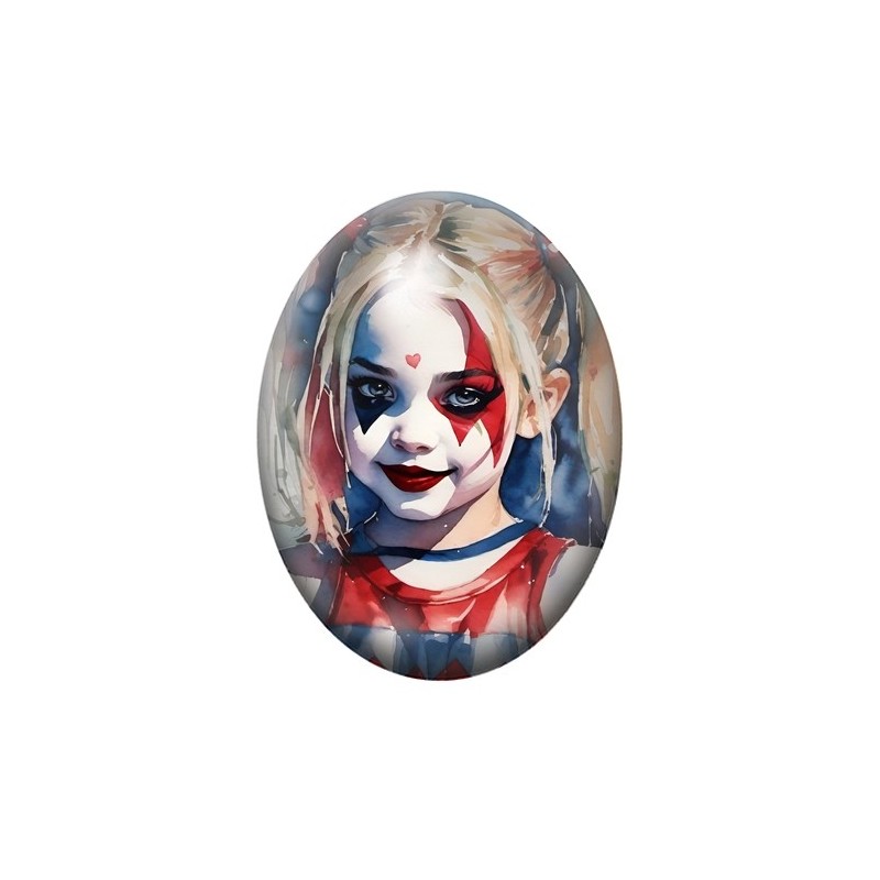 Cabochon en Verre Illustré Petite Fille Gothique 13x18, 18x25 ou 30x40mm