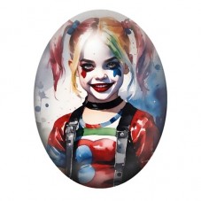 Cabochon en Verre Illustré Clown Gothique aux Couettes Colorées 13x18, 18x25 ou 30x40mm pour la création de bijoux fantaisie - D