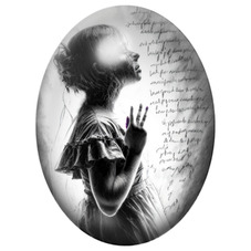 Cabochon en Verre Illustré Femme Fantôme à la Main Levée 13x18, 18x25 ou 30x40mm pour la création de bijoux fantaisie - DIY