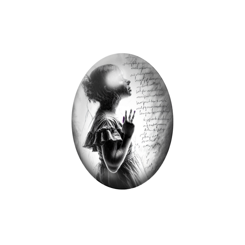 Cabochon en Verre Illustré Femme Gothique 13x18, 18x25 ou 30x40mm