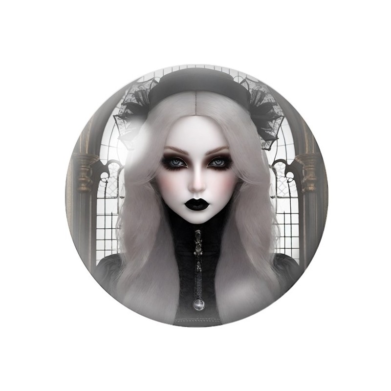 Cabochon en Verre Illustré Femme Gothique 12 à 25mm