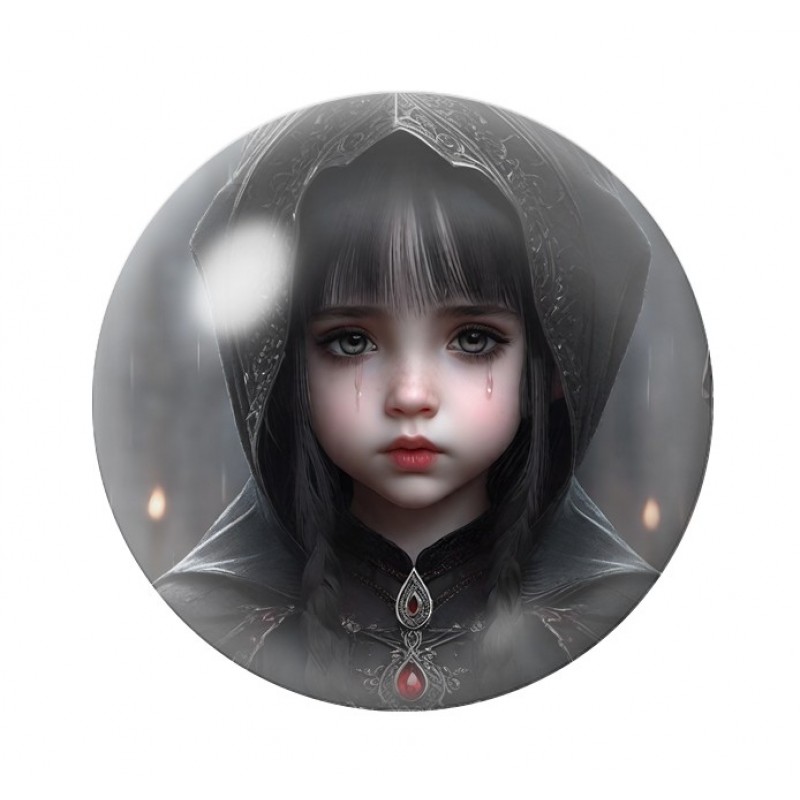Cabochon en Verre Illustré Petite Fille Larmes Gothique 12 à 25mm