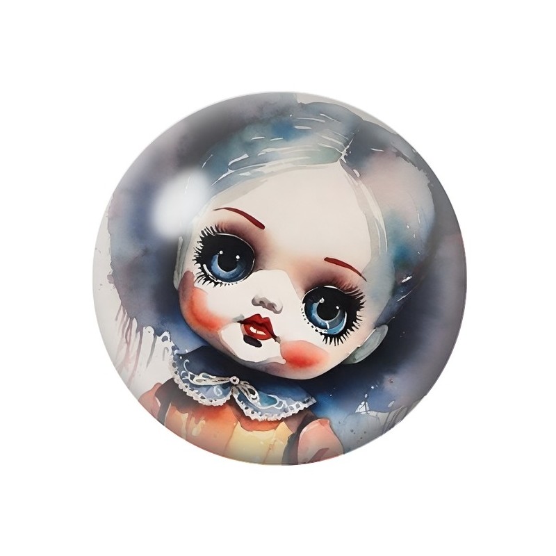 Cabochon en Verre Illustré Poupée Gothique 12 à 25mm