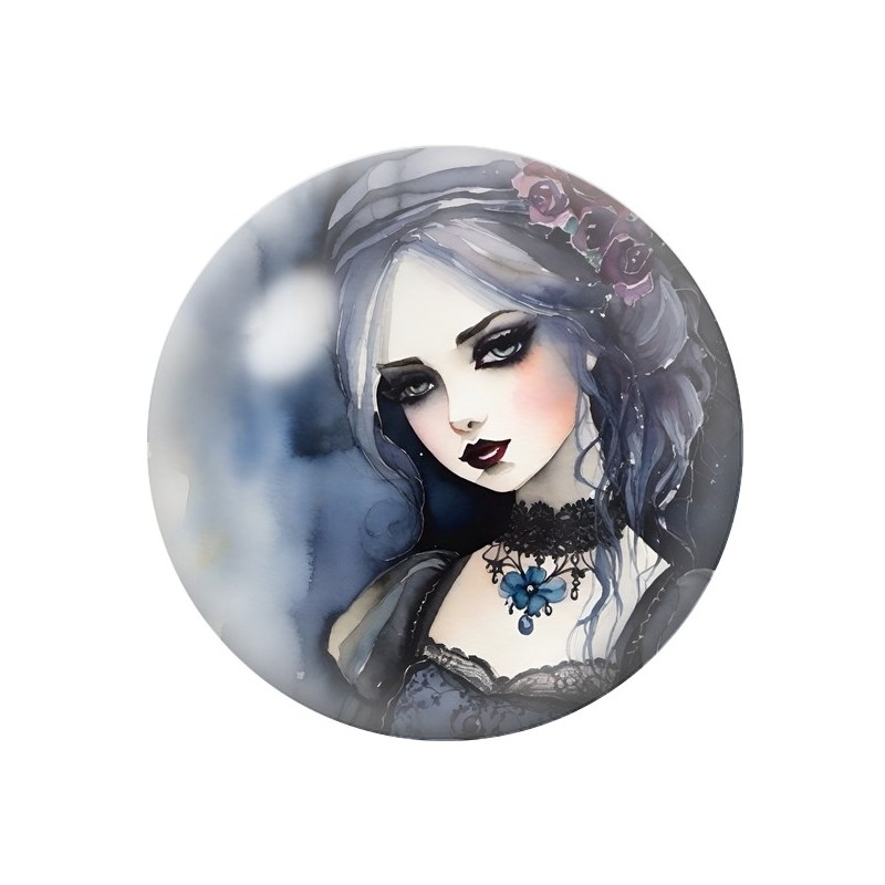 Cabochon en Verre Illustré Poupée Gothique 12 à 25mm