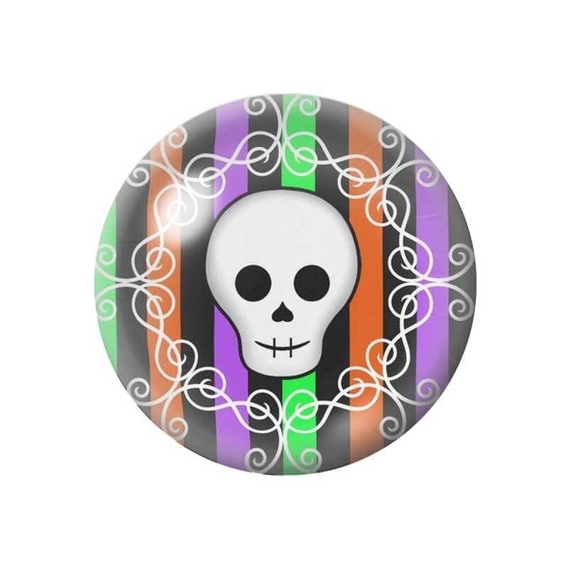 Cabochon en Verre Illustré Crâne Halloween 12 à 25mm