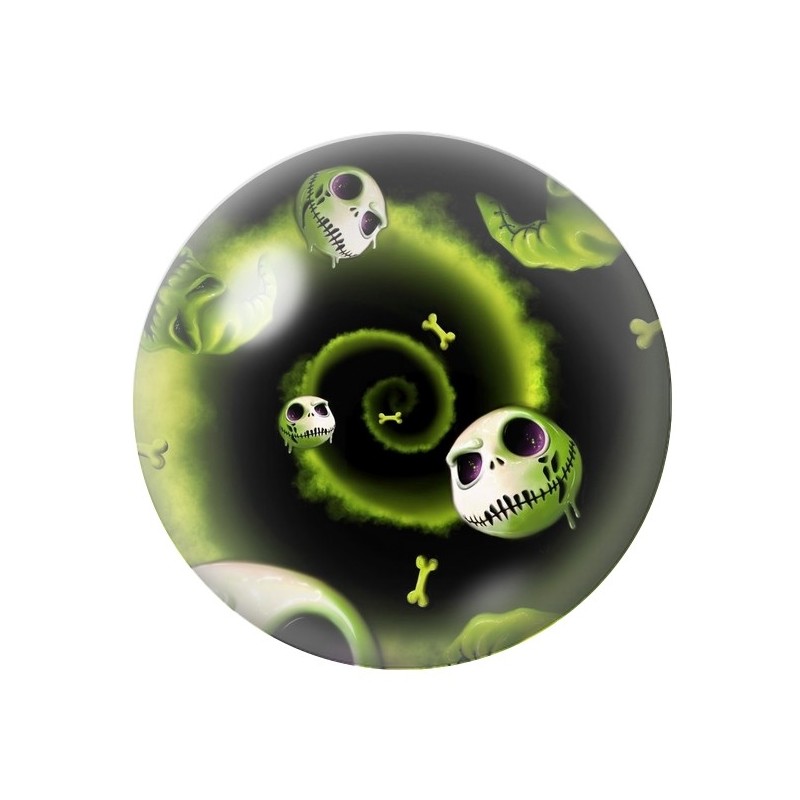 Cabochon en Verre Illustré Crânes Jack Halloween 12 à 25mm