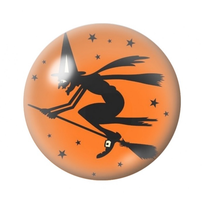 Cabochon en Verre Illustré Sorcière Halloween 12 à 25mm