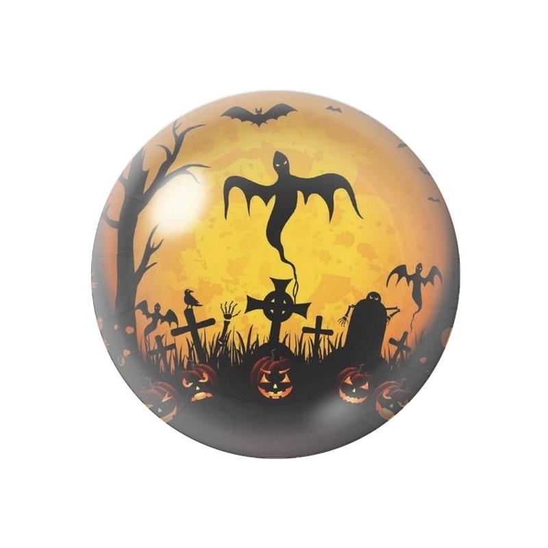 Cabochon en Verre Illustré Cimetière Halloween 12 à 25mm