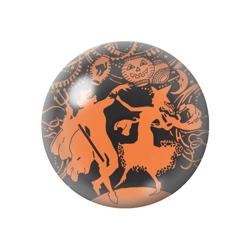 Cabochon en Verre Illustré Diable Sorcière Halloween 12 à 25mm