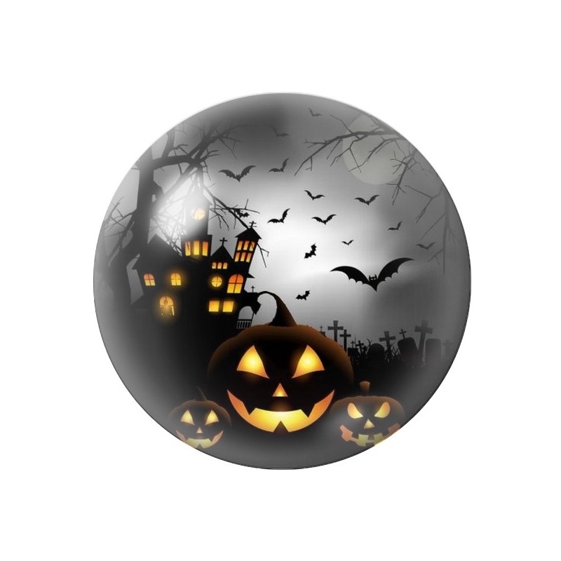 Cabochon en Verre Illustré Manoir Citrouille Halloween 12 à 25mm