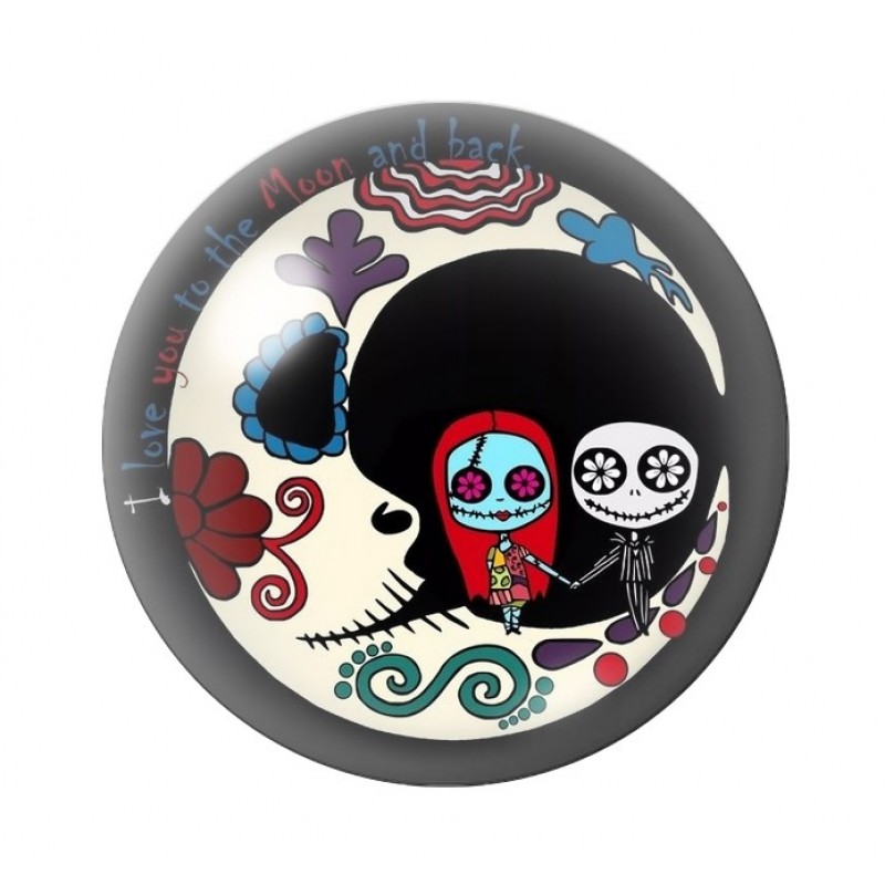 Cabochon en Verre Illustré Jack Lune Halloween 12 à 25mm