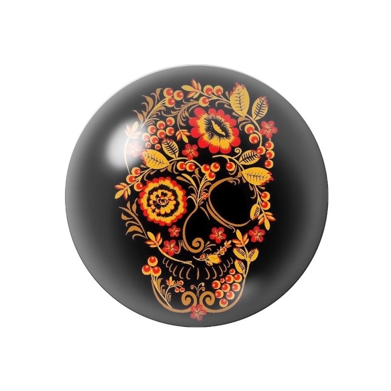 Cabochon en Verre Illustré Crâne Halloween 12 à 25mm