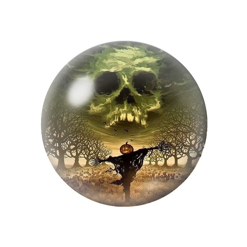 Cabochon en Verre Illustré Tête de Mort Crâne Halloween 12 à 25mm