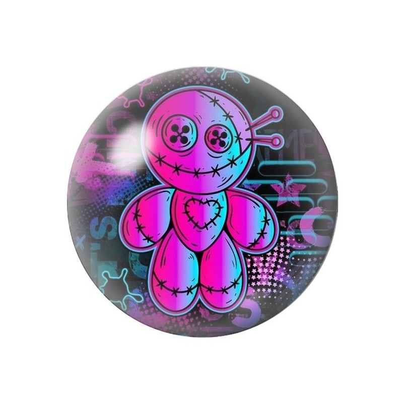 Cabochon en Verre Illustré Poupée Vaudou Halloween 12 à 25mm