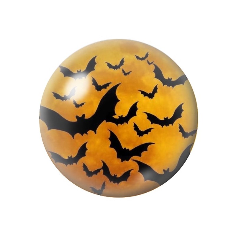 Cabochon en Verre Illustré Chauve-Souris Halloween 12 à 25mm