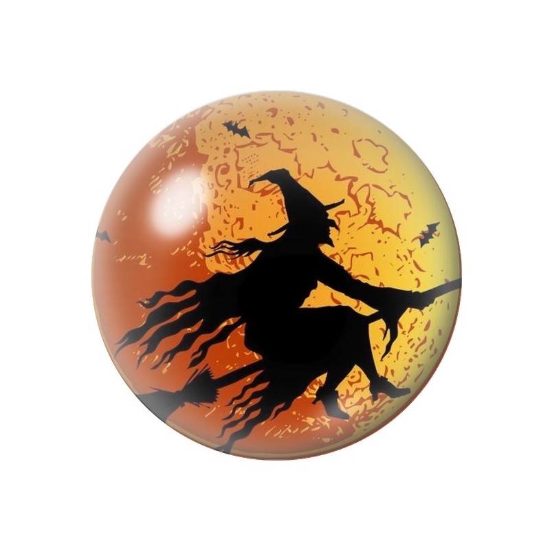 Cabochon en Verre Illustré Sorcière Halloween 12 à 25mm
