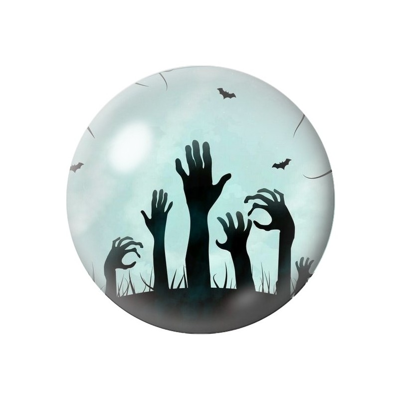 Cabochon en Verre Illustré  Mort-Vivant Halloween 12 à 25mm