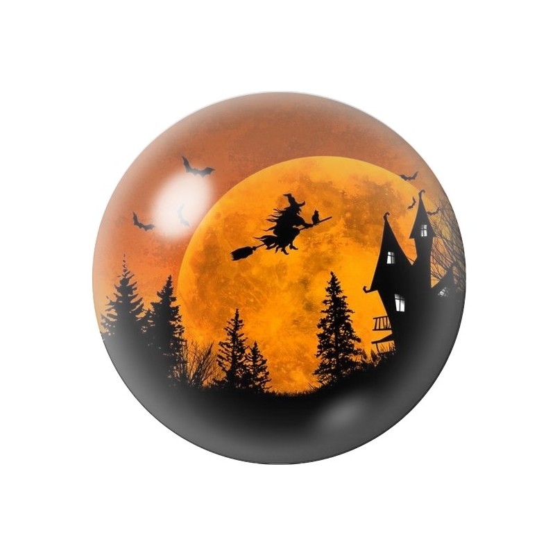 Cabochon en Verre Illustré Sorcière Halloween 12 à 25mm
