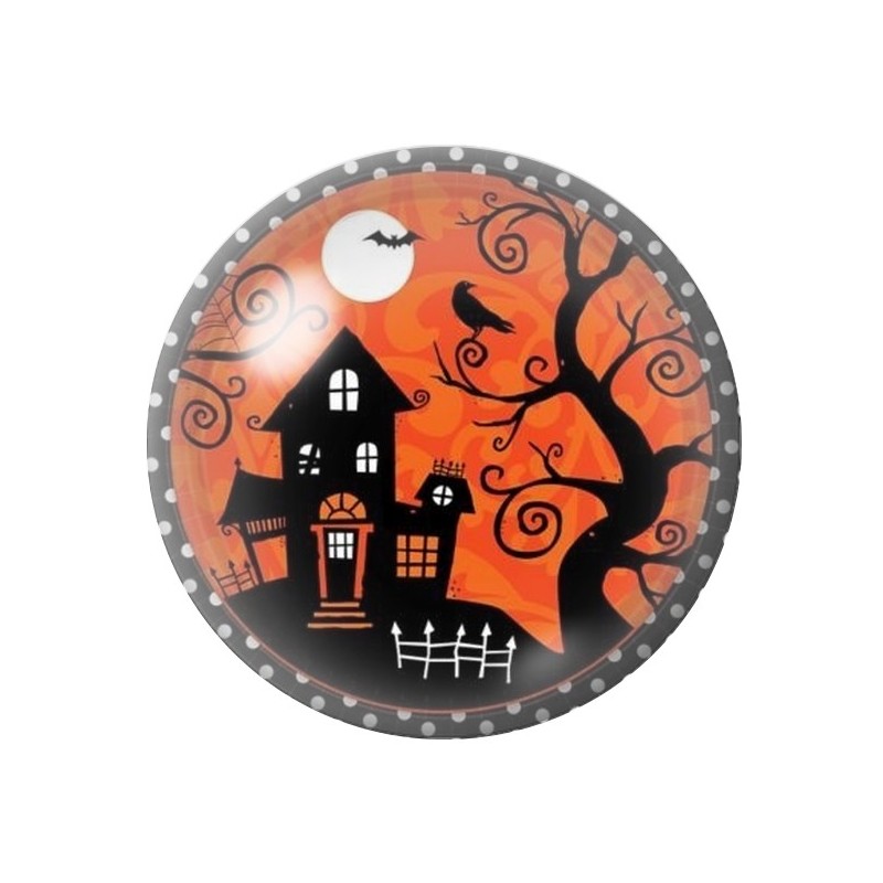 Cabochon en Verre Illustré Manoir Halloween 12 à 25mm