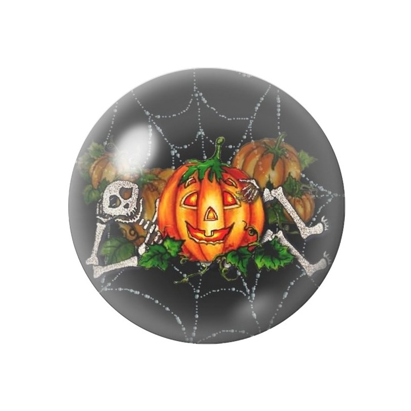 Cabochon en Verre Illustré Citrouille Squelette Halloween 12 à 25mm