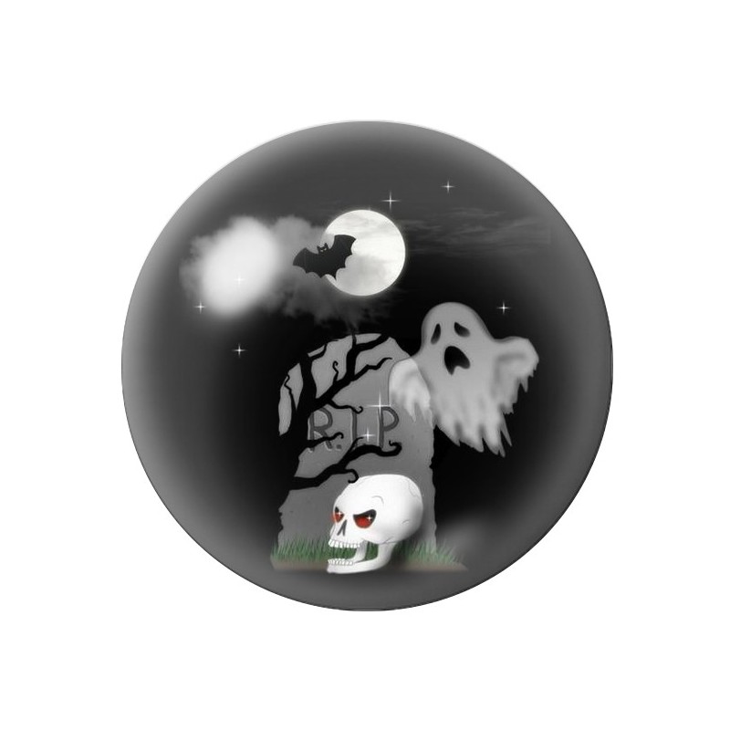 Cabochon en Verre Illustré Fantôme Crâne Halloween 12 à 25mm
