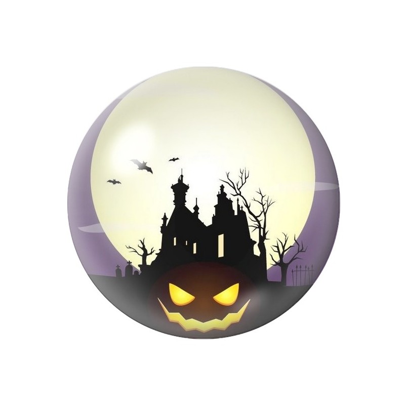 Cabochon en Verre Illustré Manoir Hanté Halloween 12 à 25mm